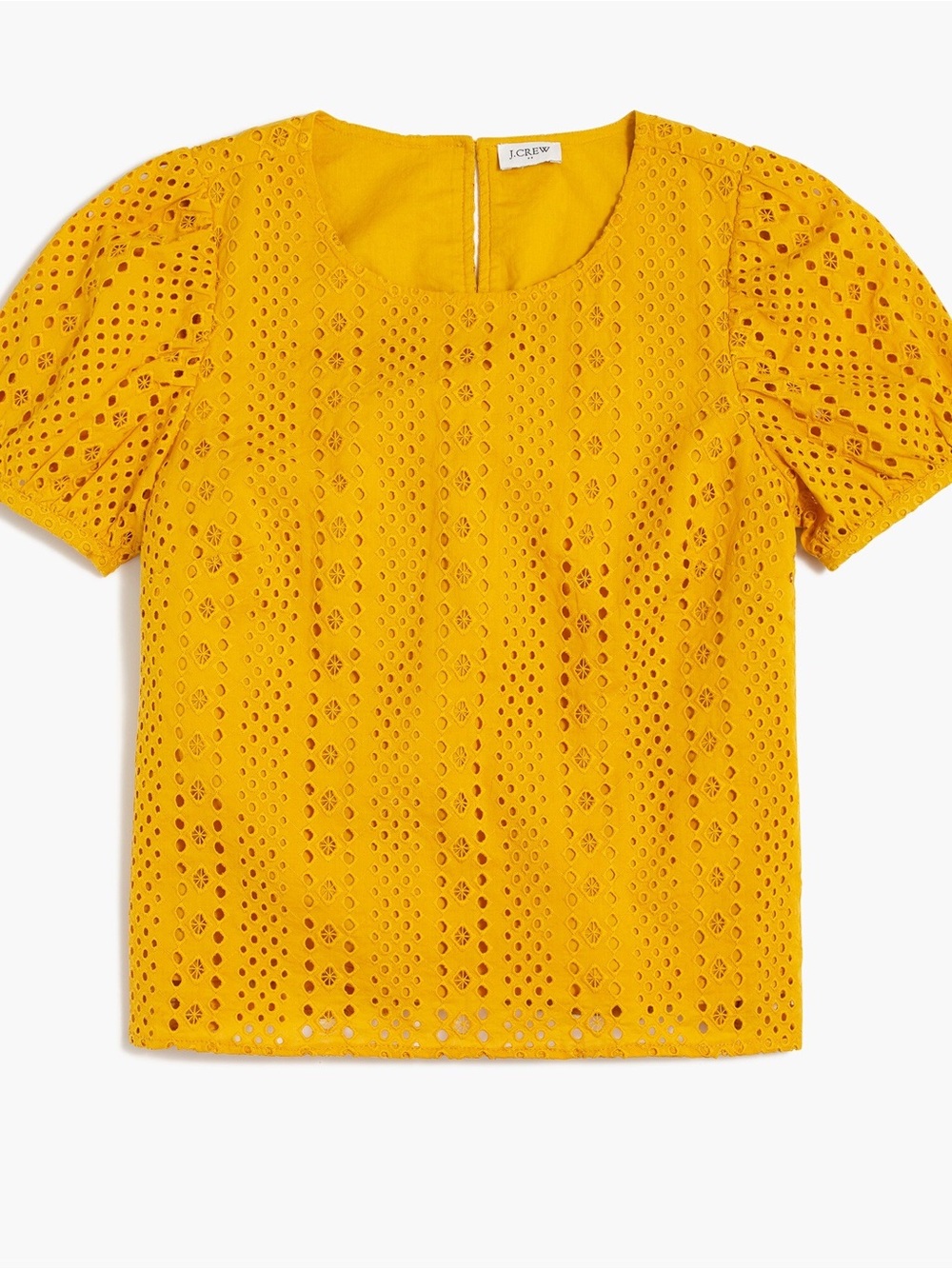 J. Crew Mustard Yellow Eyelet Lace Puff Sleeve Top Women’s Size Medium